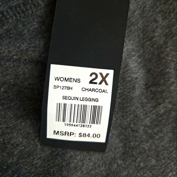 NWT BEBE SPORT CHARCOAL SEQUIN CHARCOAL LEGGINGS SZ.2X - Picture 4 of 6